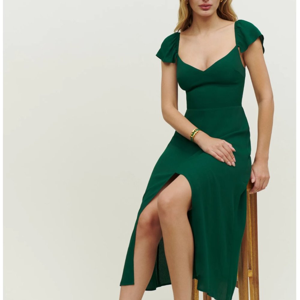 Reformation Baxley Dress - Emerald